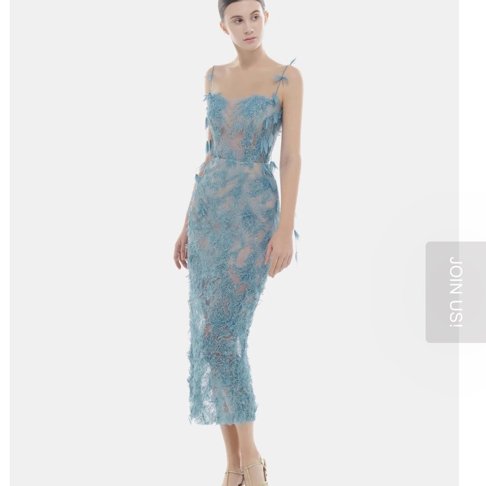 Montsand Blue Beaded Lace Pencil Dress - XL - NWT